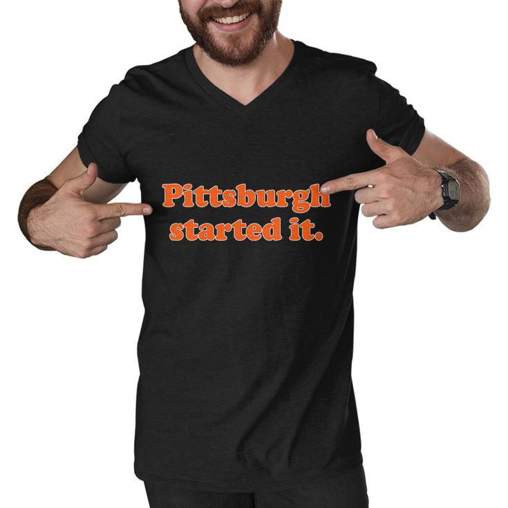 Pittsburgh Started It Funny Football Men V-Neck Tshirt