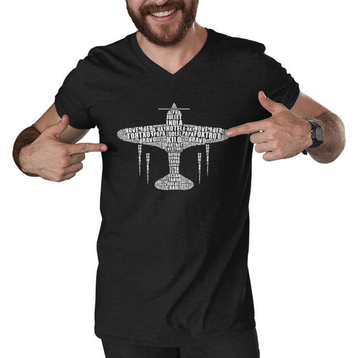 Plane Phonetic Alphabet Men V-Neck Tshirt