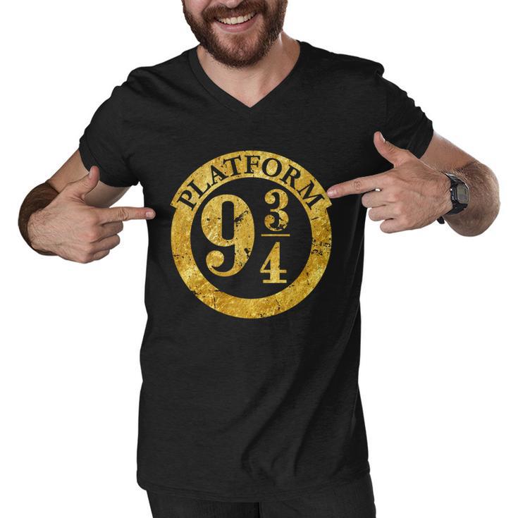 Platform 9 34 Golden Logo Men V-Neck Tshirt