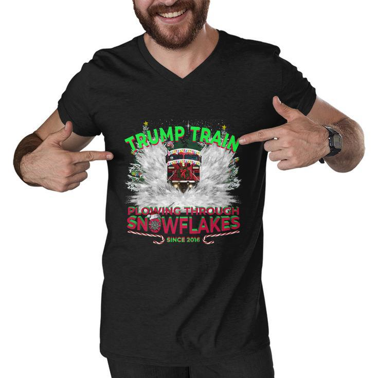 Plow Snowflakes This Christmas And Don A Maga Trump Train 2024 Gift Men V-Neck Tshirt
