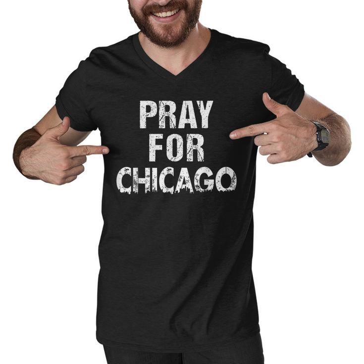 Pray For Chicago Chicago Shooting Support Chicago   Men V-Neck Tshirt