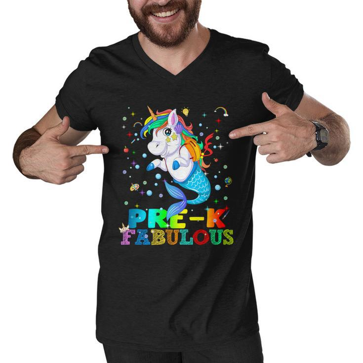 Pre K Fabulous Mermaid Unicorn Men V-Neck Tshirt