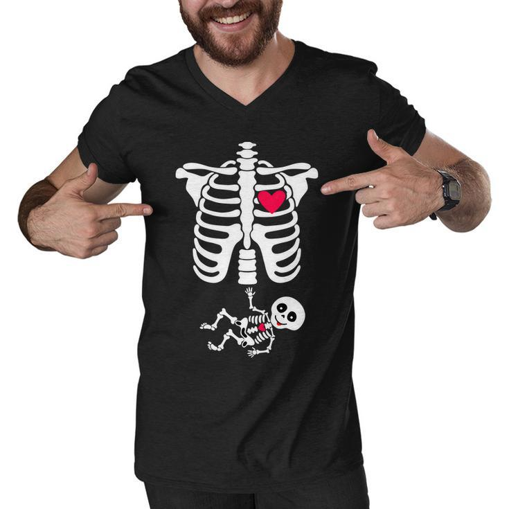 Pregnant Skeleton Ribcage With Baby Costume Men V-Neck Tshirt