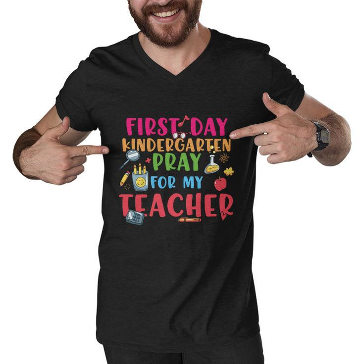 Preschool Prek Back To School First Day Pray For My Teacher Graphic Men V-Neck Tshirt