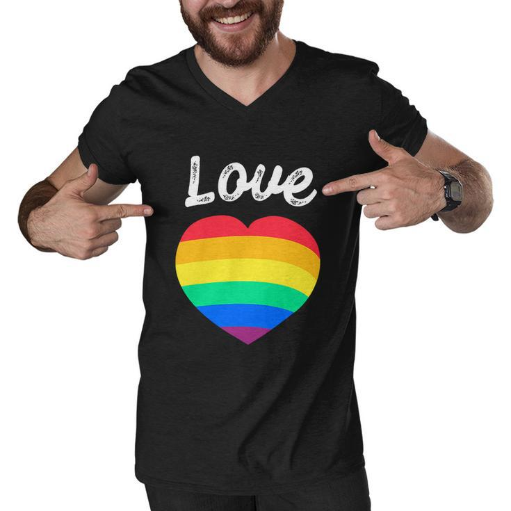 Pride Month Funny Rainbow Heart Gay And Lgbt Men V-Neck Tshirt