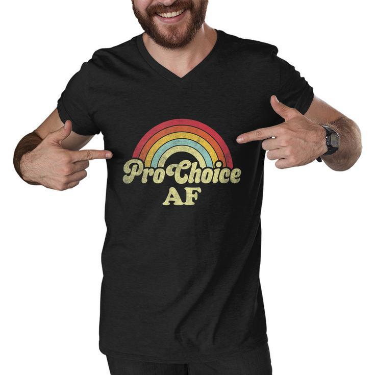 Pro Choice Af Pro Abortion Rainbow Feminist Retro Vintage Men V-Neck Tshirt