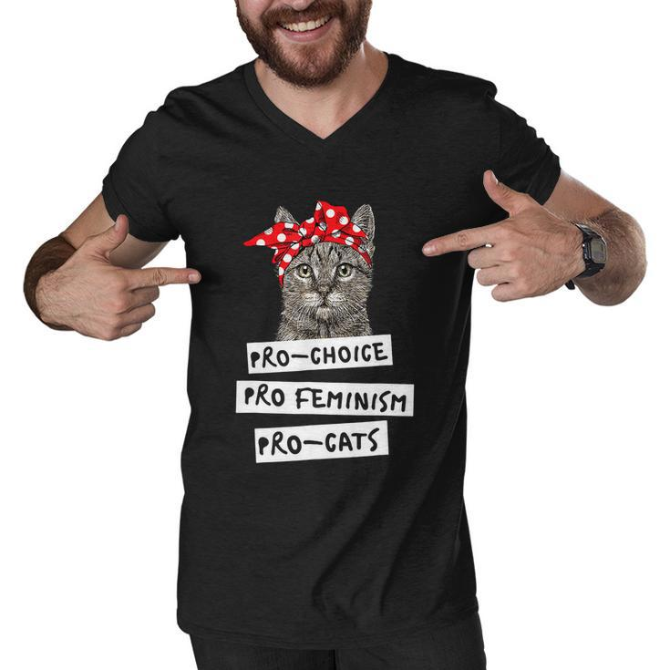 Pro Choice Pro Feminism Pro Cats Shirt Gift Men V-Neck Tshirt