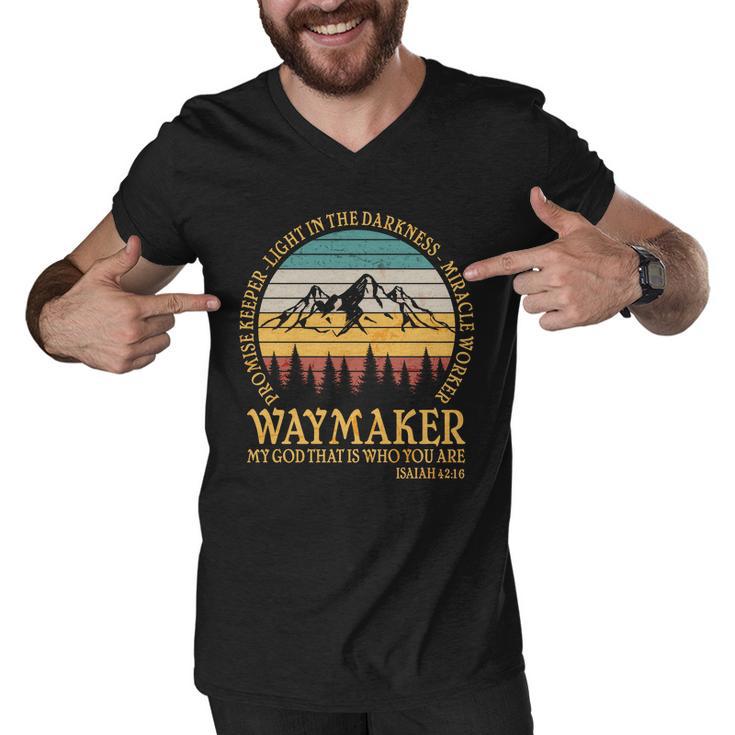 Promise Keeper Waymaker Isaiah Forest Mountains Men V-Neck Tshirt