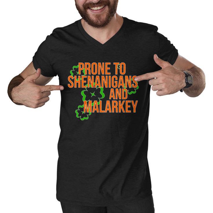 Prone To Shenanigans And Malarkey St Pattys Day Men V-Neck Tshirt