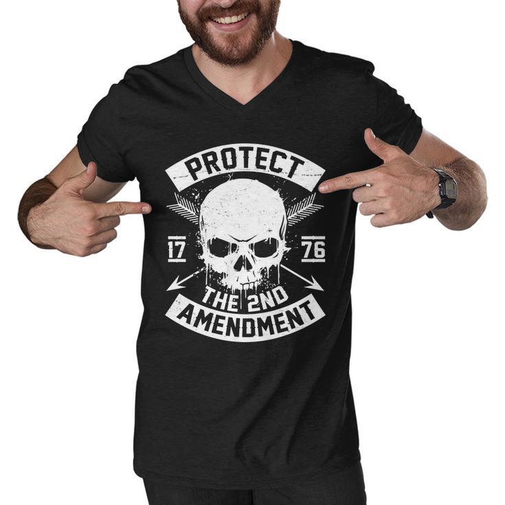 Protect The 2Nd Amendment 1776 Arrow Skull Men V-Neck Tshirt