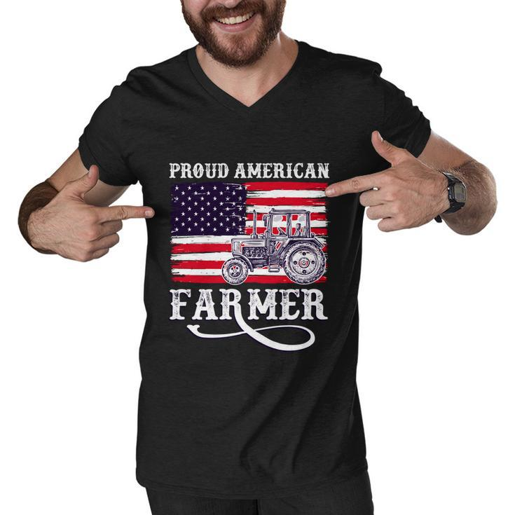 Proud American Farme Gift Farmer With Usa Flag Gift Men V-Neck Tshirt