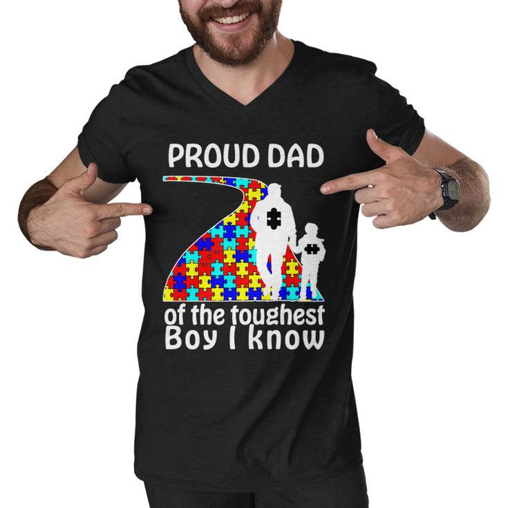 Proud Autism Dad Of The Toughest Boy I Know Tshirt Men V-Neck Tshirt