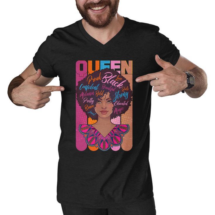 Proud Black African American Queen Men V-Neck Tshirt