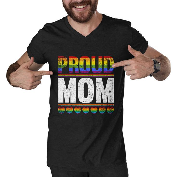 Proud Lesbian Mom Queer Mothers Day Gift Rainbow Flag Lgbt Gift Men V-Neck Tshirt