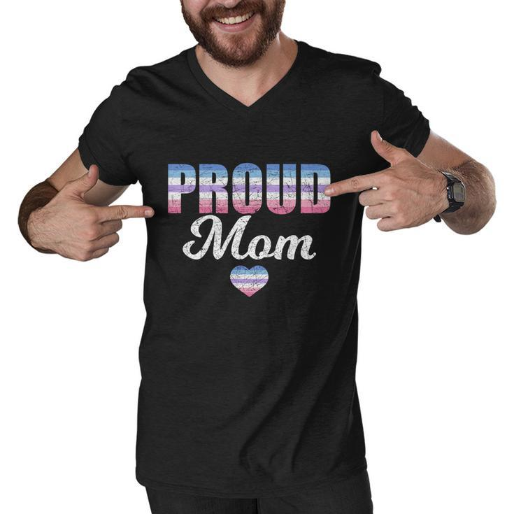 Proud Mom Bi Gender Flag Heart Mothers Day Lgbt Bigender Gift Men V-Neck Tshirt