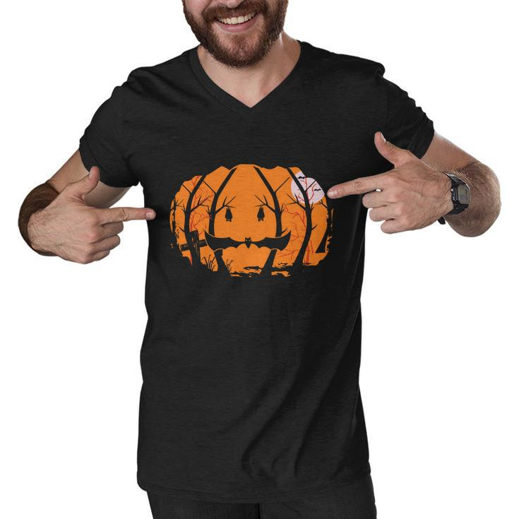 Pumpkin Bat Funny Halloween Quote Men V-Neck Tshirt