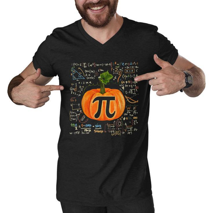 Pumpkin Pi Funny Math Halloween Thanksgiving Fall Pumpkin Pi Men V-Neck Tshirt