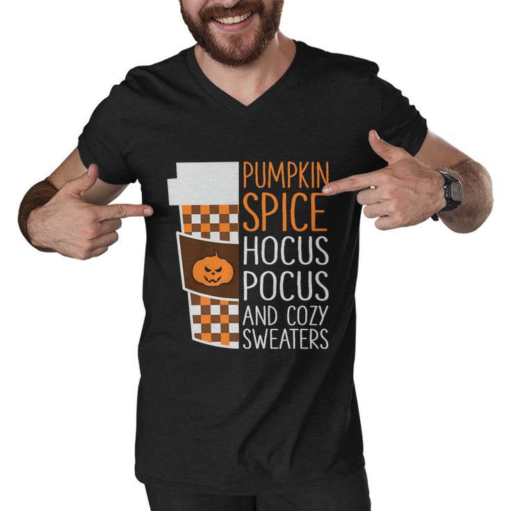 Pumpkin Spice Hocus Pocus And Cozy Sweaters Halloween Quote Men V-Neck Tshirt