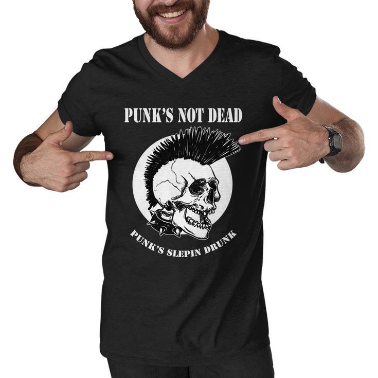 Punk Skull With Mohawk Men V-Neck Tshirt