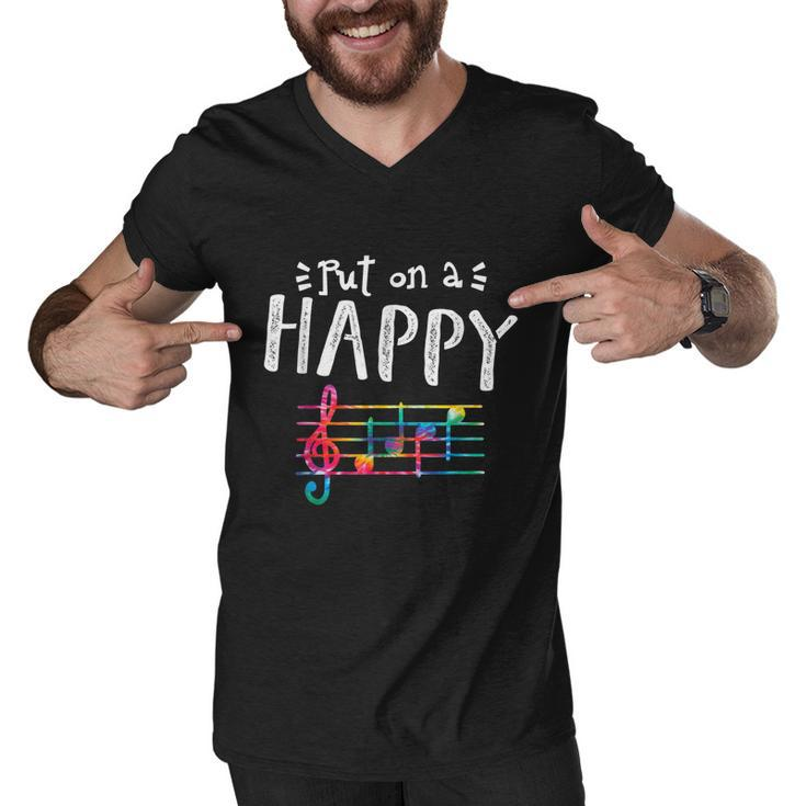 Put On A Happy Face Music Notes Funny Teacher Tshirt Men V-Neck Tshirt