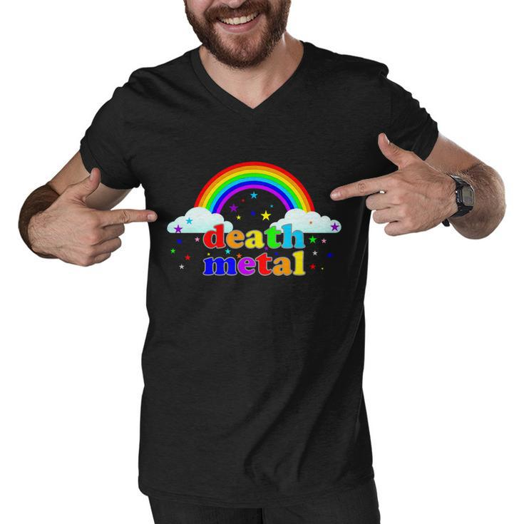 Rainbow Death Metal Logo Men V-Neck Tshirt