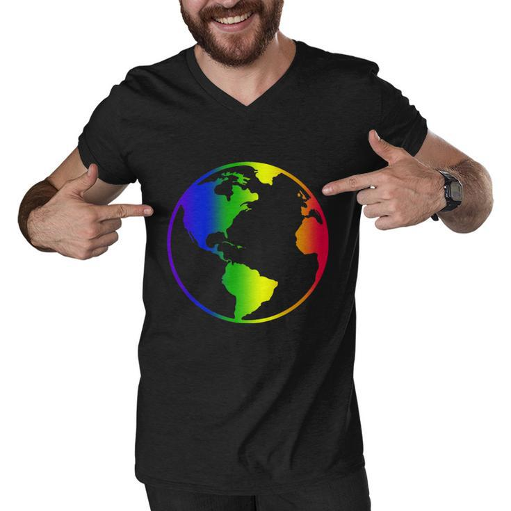 Rainbow Earth Rainbow Mother Earth Graphic Design Printed Casual Daily Basic Men V-Neck Tshirt