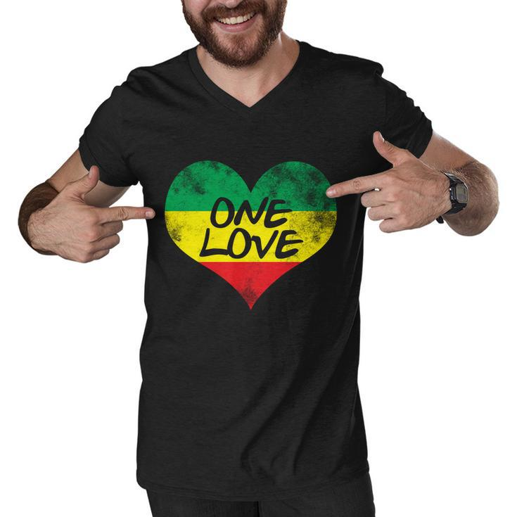 Rastafari One Love Vintage Jamaican Heart Men V-Neck Tshirt