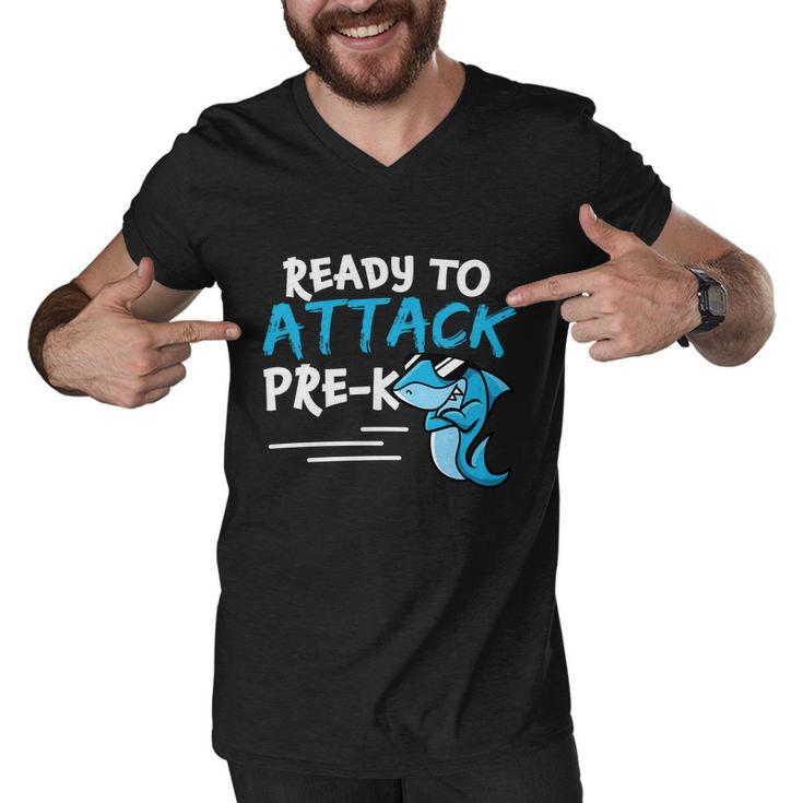 Ready To Attack Prek Shark Back To School Men V-Neck Tshirt