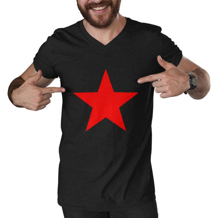 Red Star Tshirt Men V-Neck Tshirt
