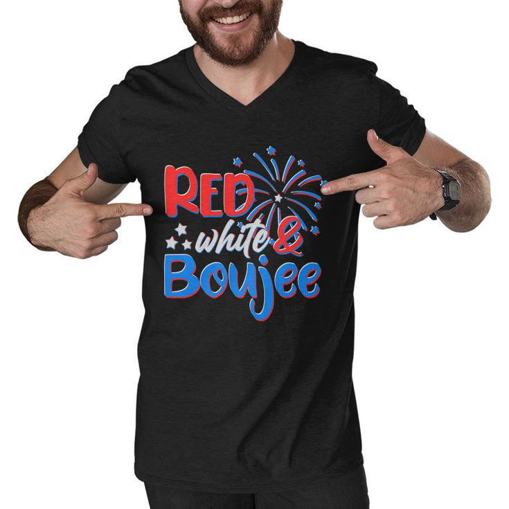 Red White And Boujee 4Th Of July Fireworks Men V-Neck Tshirt