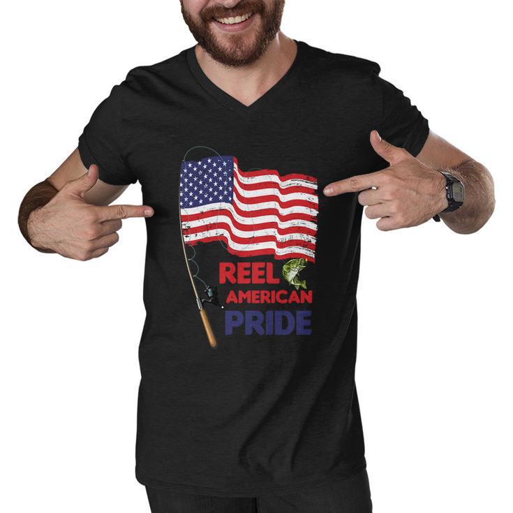 Reel American Pride 4Th Of July Fishing Men V-Neck Tshirt