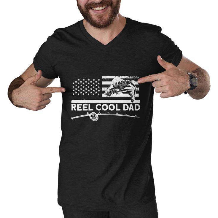 Reel Cool Dad Fisherman Fishing Funny Men V-Neck Tshirt