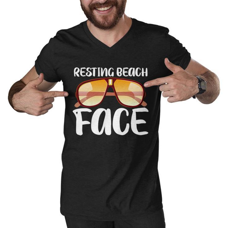 Resting Beach Face Summer Shades Men V-Neck Tshirt
