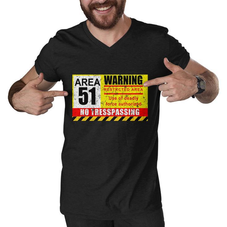 Restricted Area 51 No Trespassing Funny Men V-Neck Tshirt