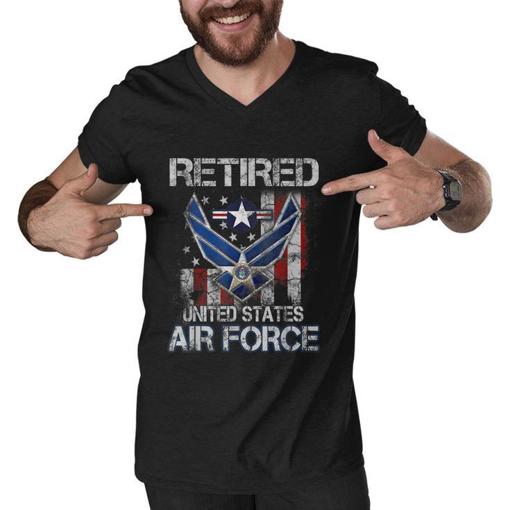 Retired Us Air Force Veteran Usaf Veteran Flag Vintage Tshirt Men V-Neck Tshirt