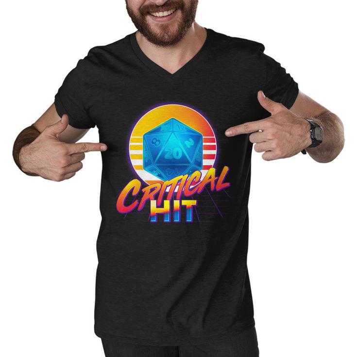 Retro 80S Dnd Critical Hit Men V-Neck Tshirt