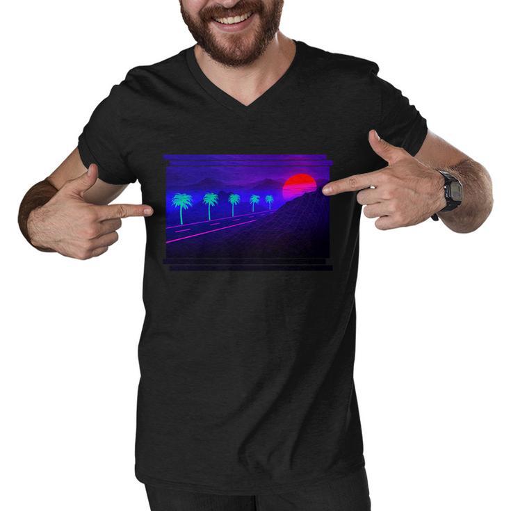 Retro 80S Vaporwave Men V-Neck Tshirt