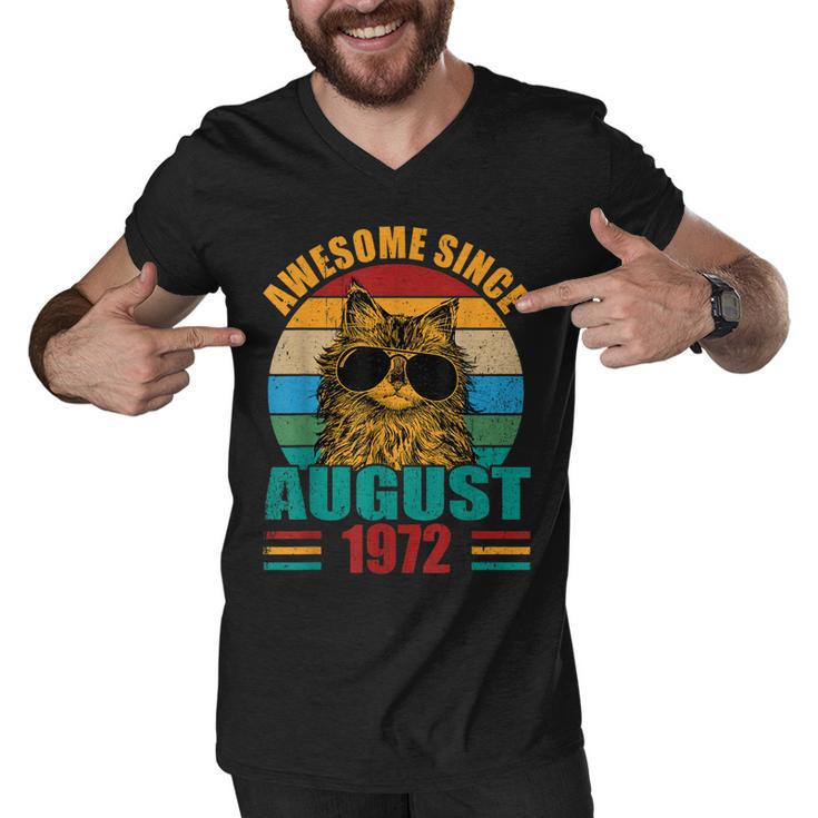 Retro Awesome Since August 1972 50Th Birthday 50 Years Old  Men V-Neck Tshirt