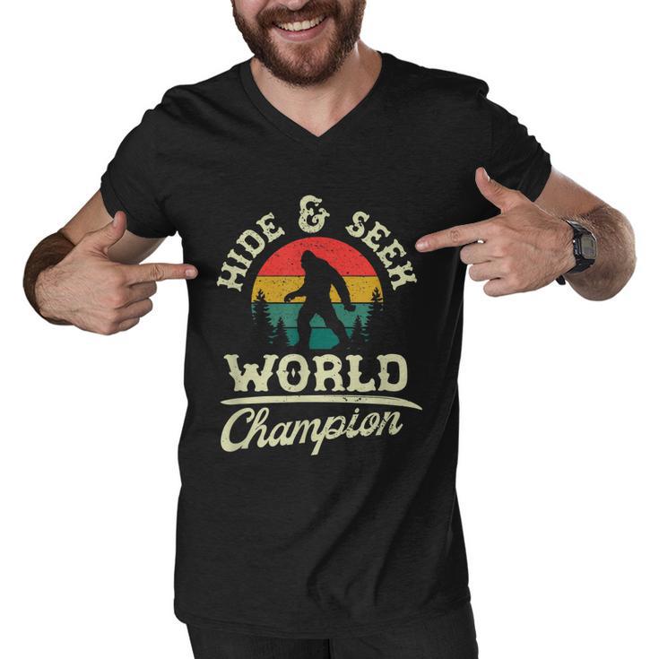 Retro Bigfoot Hide And Seek World Champion Sasquatch Men V-Neck Tshirt