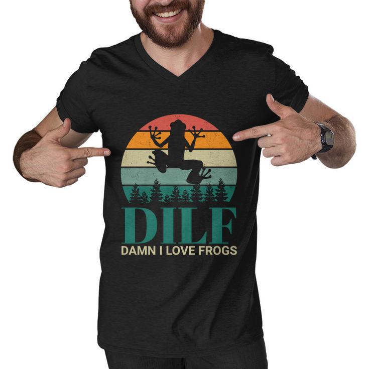 Retro Dilf Damn I Love Frogs Men V-Neck Tshirt