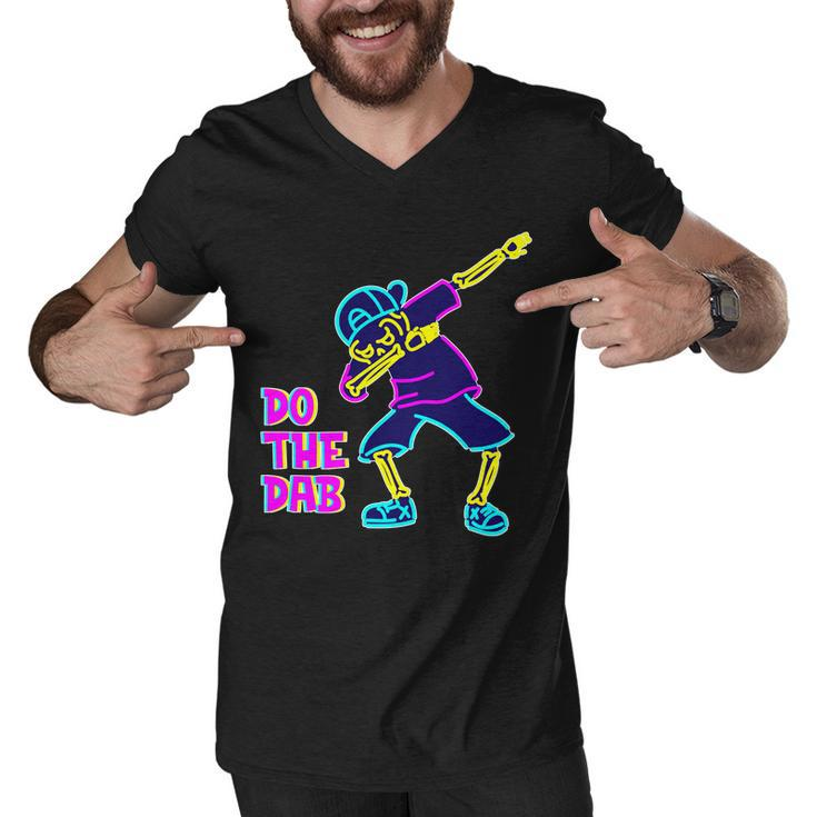 Retro Do The Dab Neon Skeleton Men V-Neck Tshirt