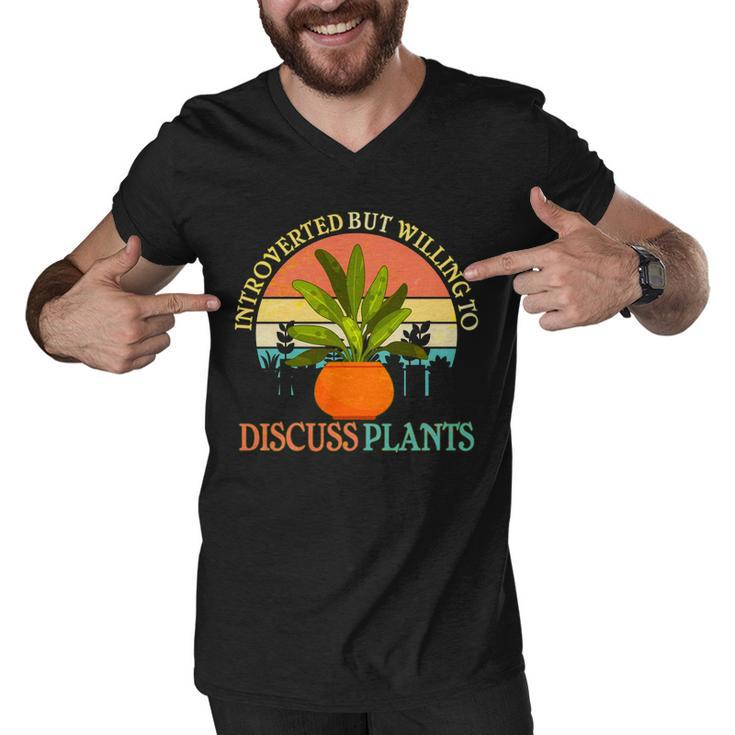 Retro Introverted But Willing To Discuss Plants Men V-Neck Tshirt