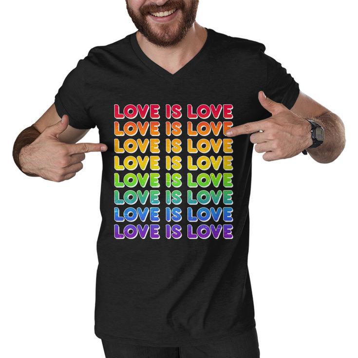 Retro Love Is Love Lgbt Rainbow Men V-Neck Tshirt