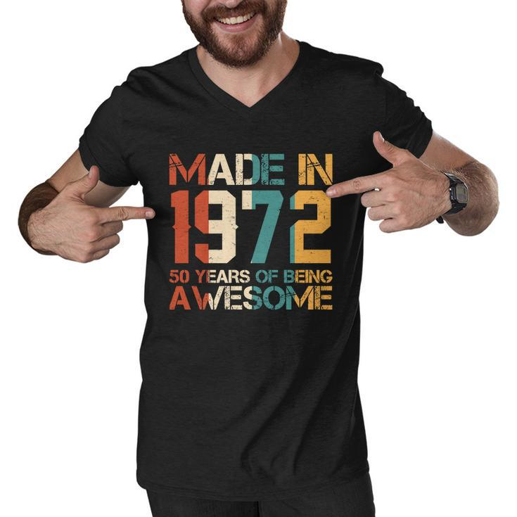 Retro Made In 1972 50 Years Of Being Awesome Birthday Men V-Neck Tshirt