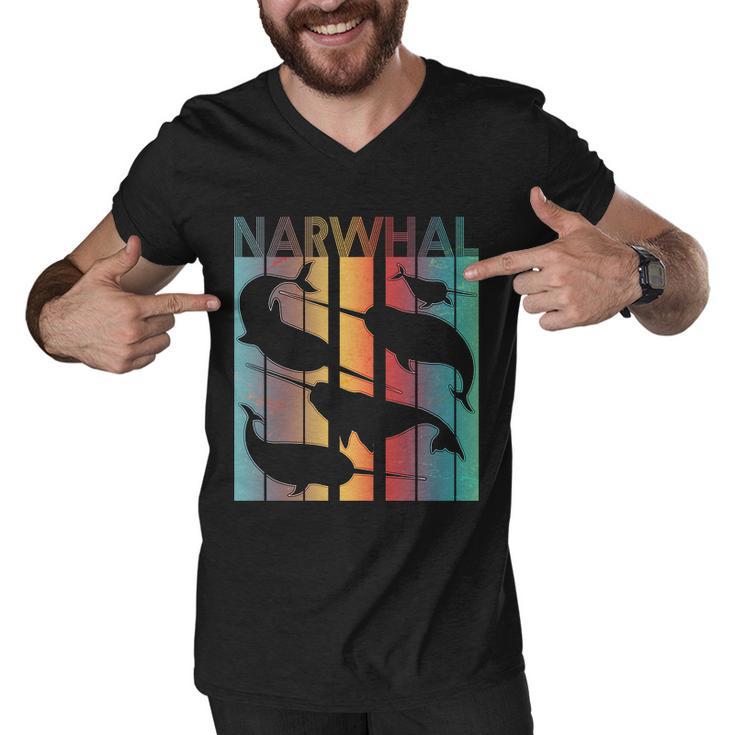 Retro Narwhal Tshirt Men V-Neck Tshirt