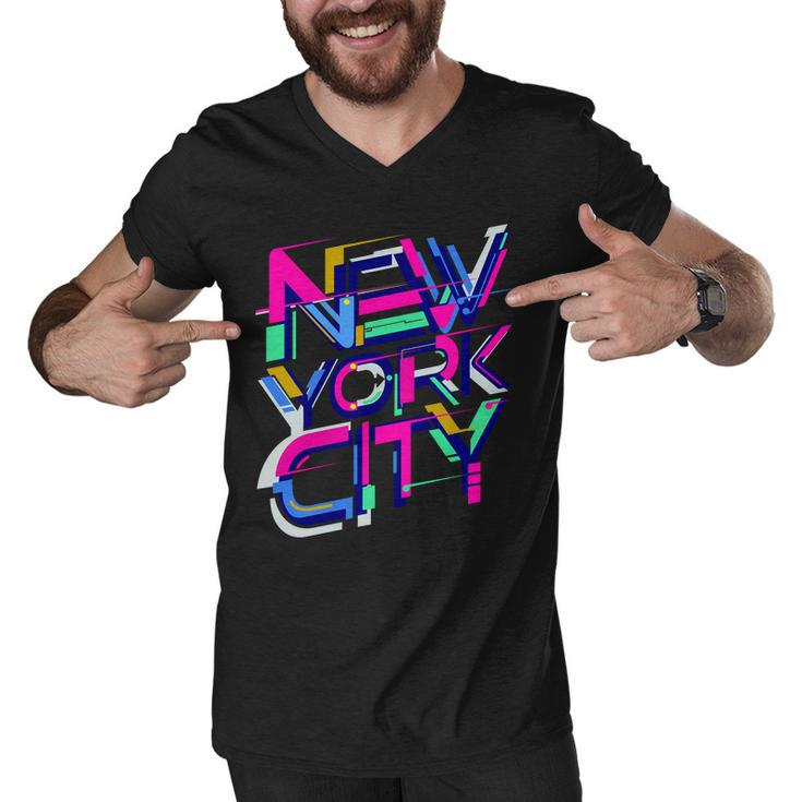 Retro New York City Graphic Design Printed Casual Daily Basic Men V-Neck Tshirt