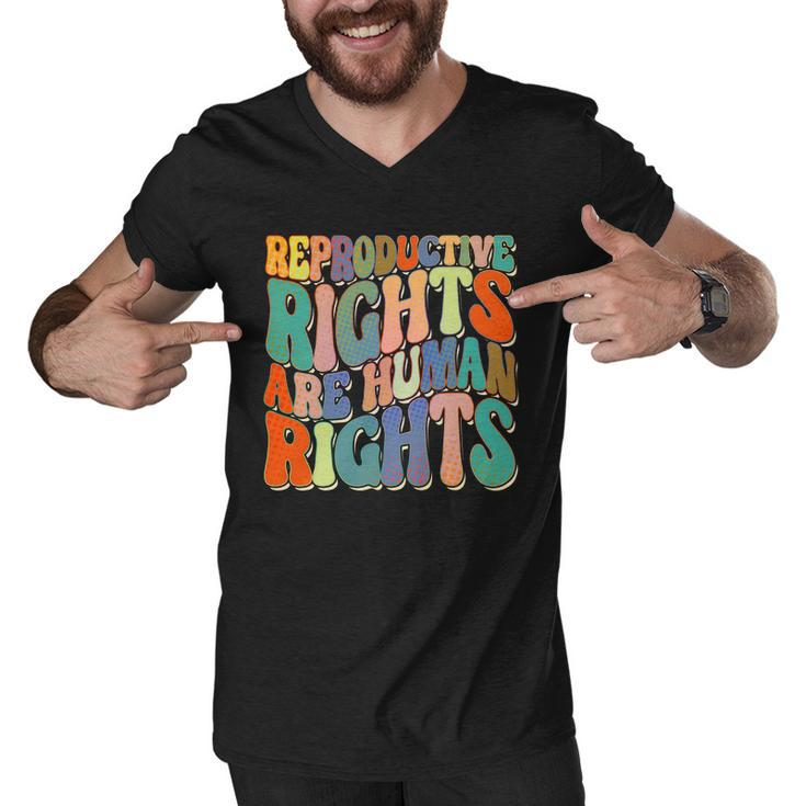 Retro Pro Roe Reproductive Rights Are Human Rights Men V-Neck Tshirt