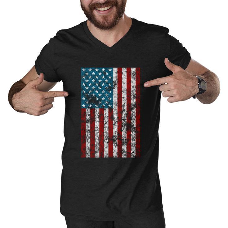 Retro Style 4Th July Usa Patriotic Distressed America Flag Cool Gift Men V-Neck Tshirt