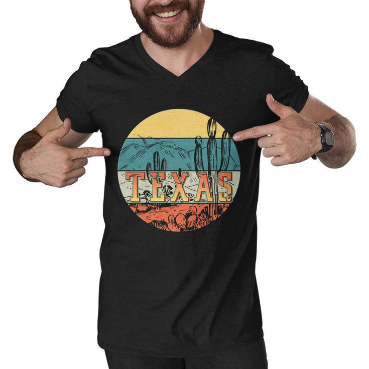 Retro Texas Desert Emblem Men V-Neck Tshirt