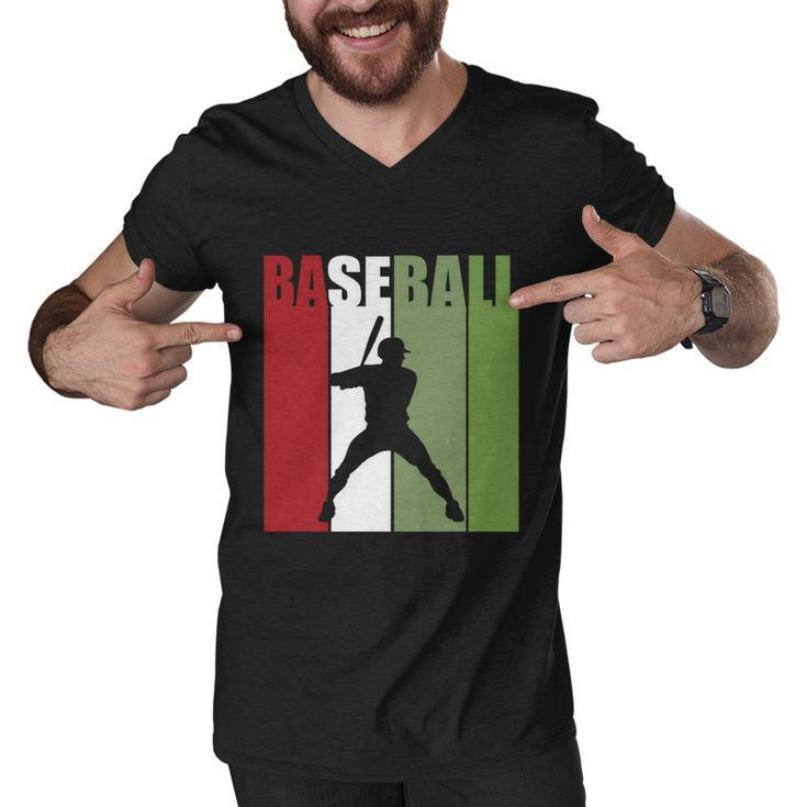 Retro Vintage Baseball Player Silhouette Baseball Lover Baseball Dad Men V-Neck Tshirt